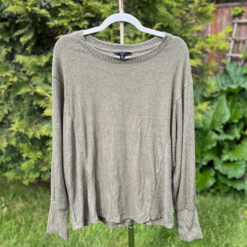 Simply Vera Vera Wang Mens Liam Olive Cozy Dolman Top Ribbed Knit XL WV03K160RS1